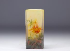 Daum Nancy acid-etched glass vase with Ancolia design