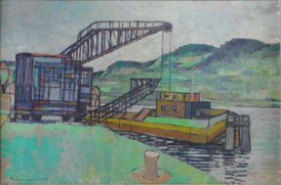 Franz KINNEN (1905-1979) Oil painting "boatmen's work"