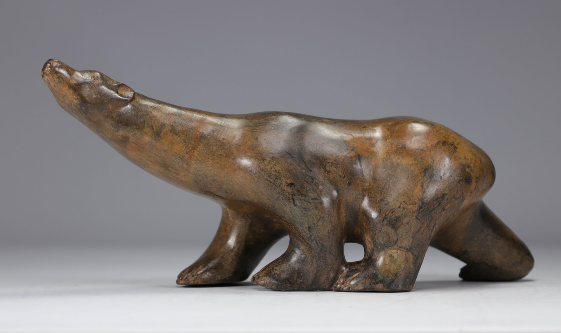 Pierre CHENET Bronze sculpture of a polar bear