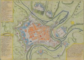 Old map of Luxembourg - capital of the Duchy "Ville fortifiee" from the 18th century