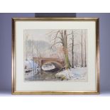 Jean-Pierre GLEIS (1889-1965) Watercolour "Bridge over river (Mamer?)" with his signature on lower r