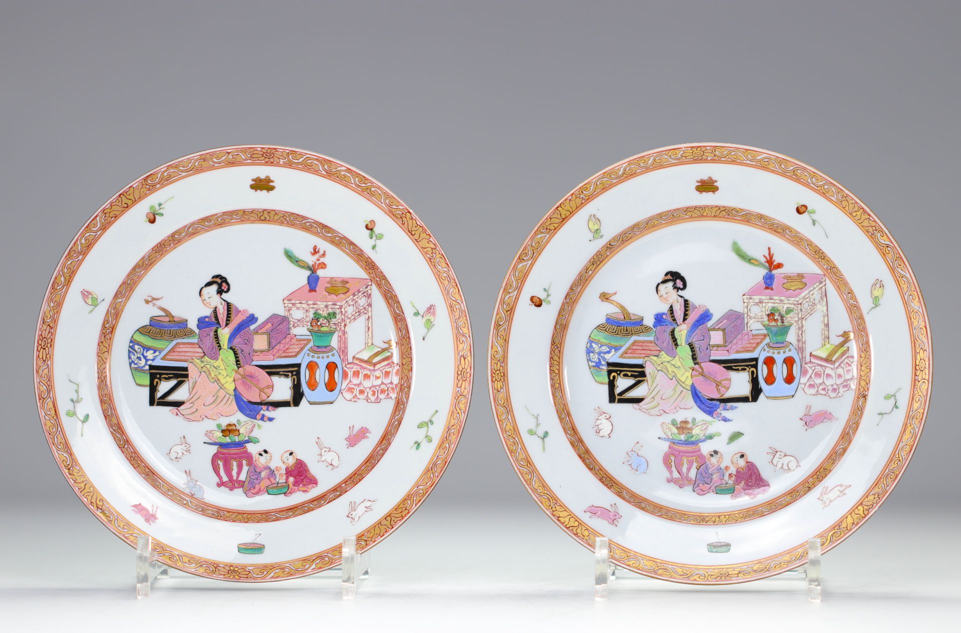 (4) HEREND 1856 four porcelain plates with Asian decoration in the famille rose style - Bild 2 aus 5