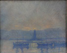 Adriano BARACCHINI-CAPUTI (1883-1968) Impressionist mixed media "lake view