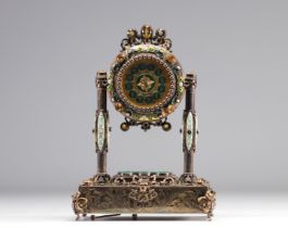 Pendulum in silver and vermeil with semi-precious stones and malachites - Austrian work