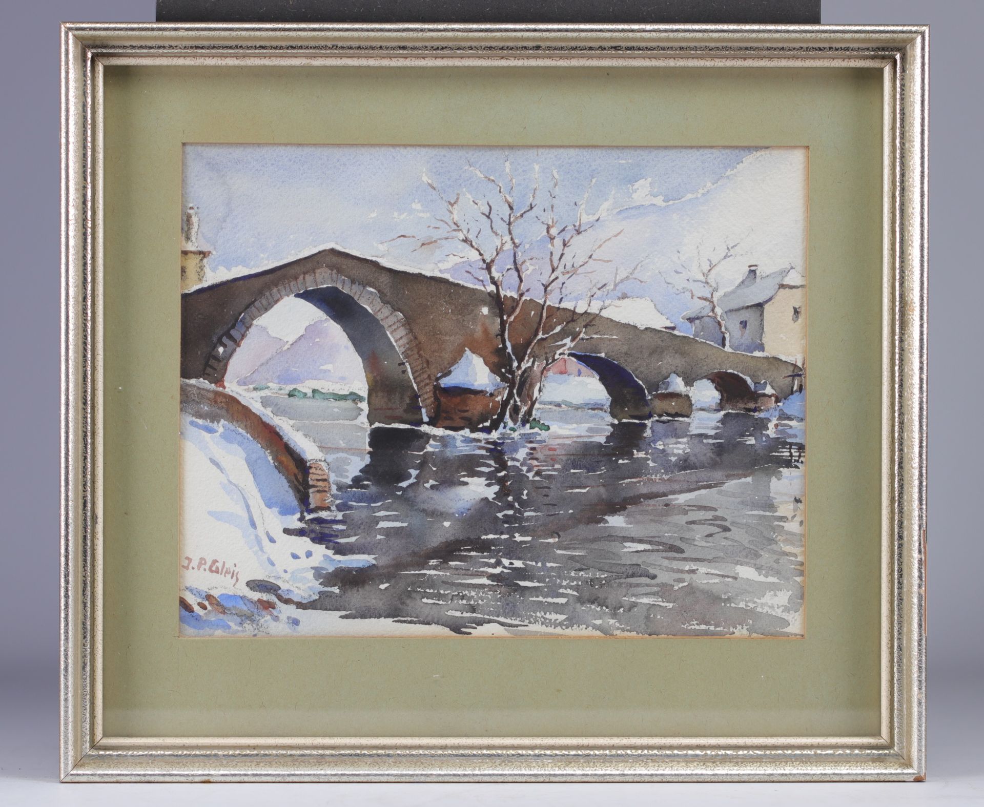Jean-Pierre GLEIS (1889-1965) Watercolour "Pont de la Sure" (Sure bridge) with his signature on lowe
