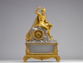 Rare Empire period gilt bronze and Baccarat crystal clock