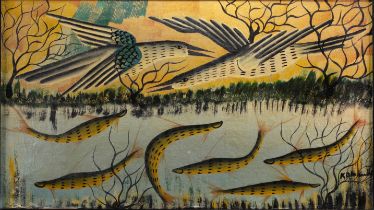 Kabinda Kunkulu VICTOR (1927) Oil "birds and fish"