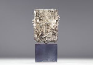 Arnaldo POMODORO (1926) Silver sculpture on swivel base