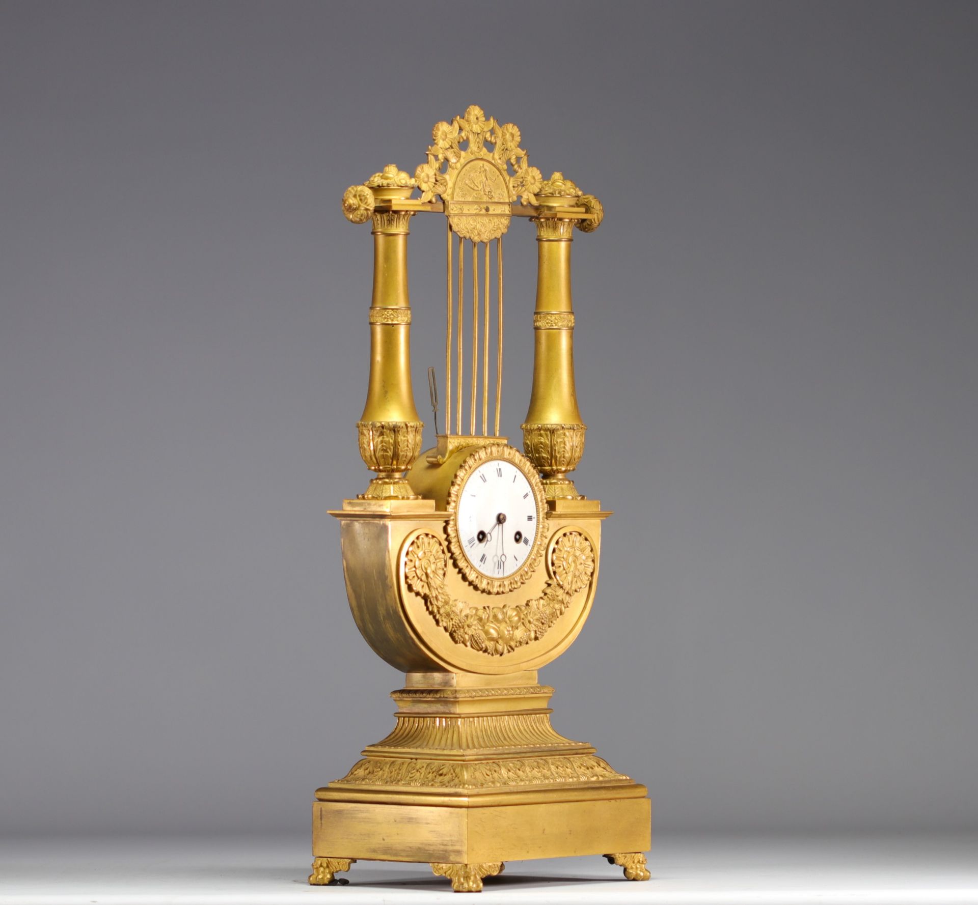 Gilt bronze Lyre-shaped clock from the Empire period - Image 2 of 3