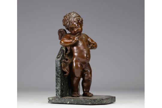 Bronze Angelot on a marble base from 19th century - Bild 3 aus 3