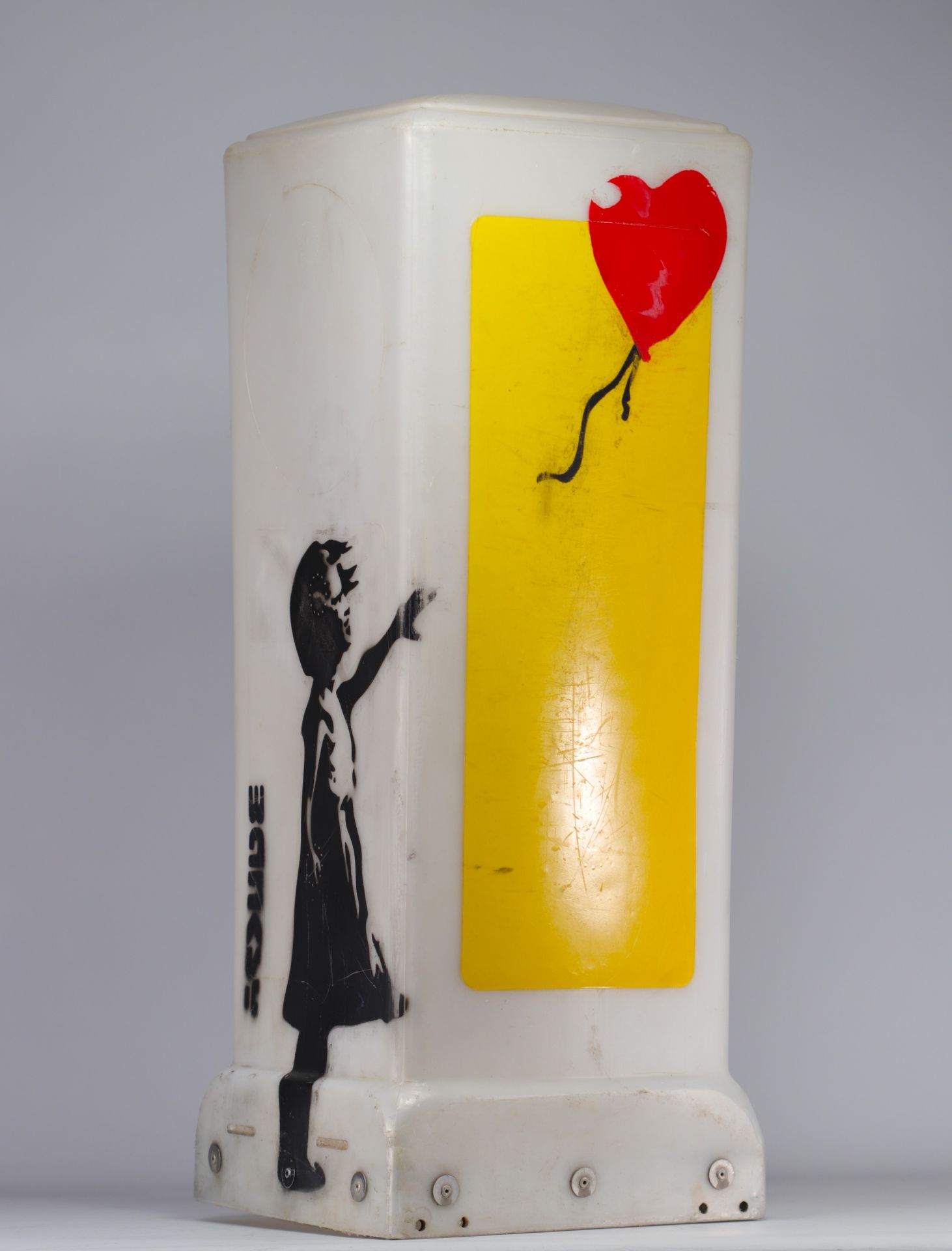 BANKSY (after) Spray and stencil on a plastic bollard from London signed "Banksy" from 2003