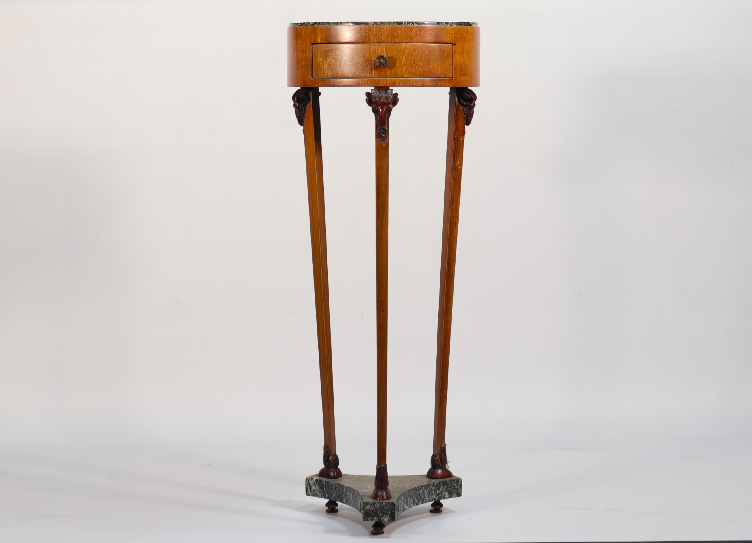 Empire period mahogany pedestal table, legs surmounted by carved ram heads. - Image 2 of 4