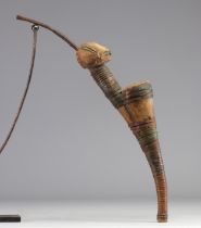 Old Ngbaka pipe, openwork with copper reinforcements, ca. 1900, Rep.Dem.Congo