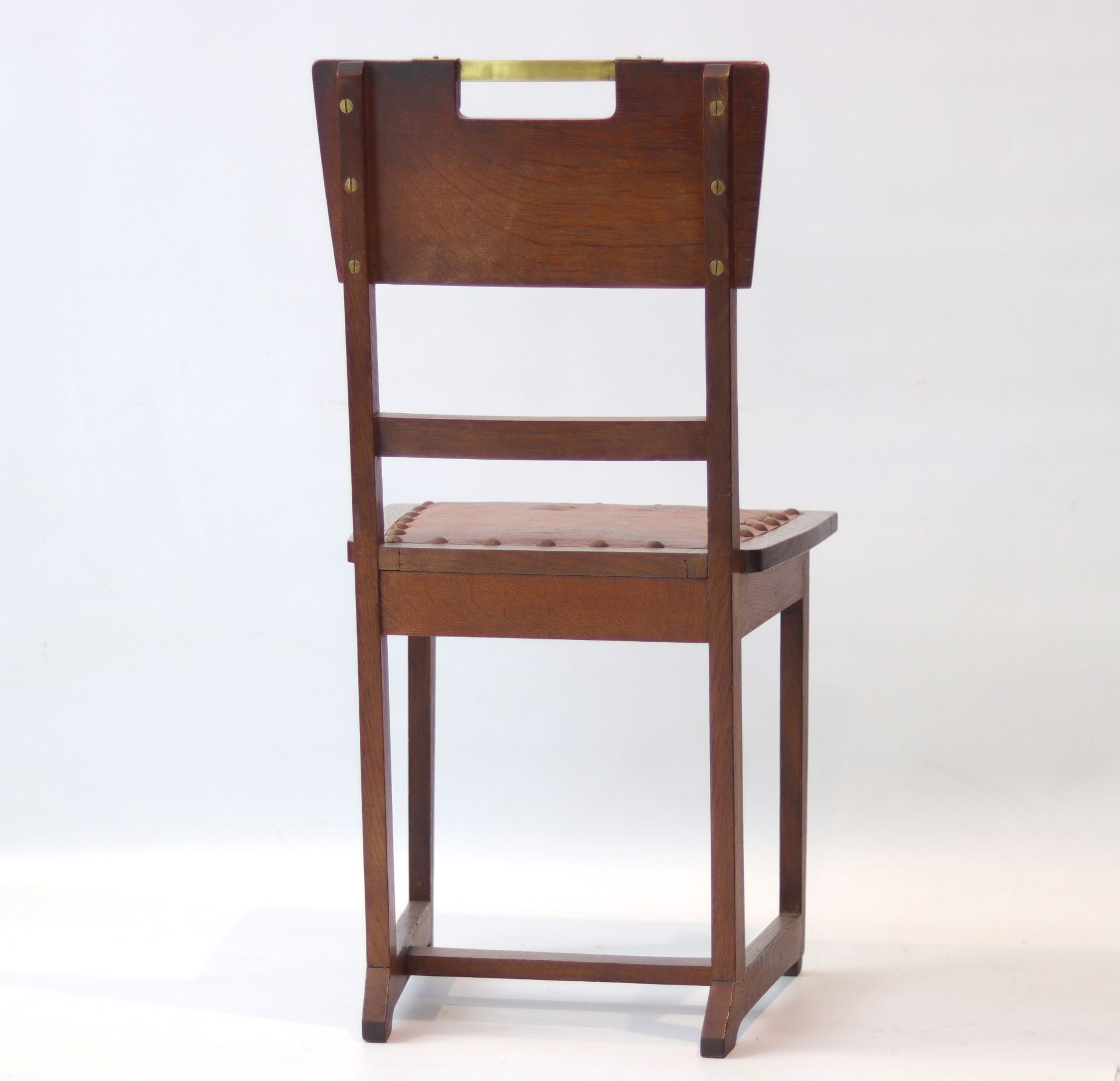 Gustave SERRURIER BOVY (1858-1910) Chairs (4) rare "oak and brass" model - Bild 7 aus 11