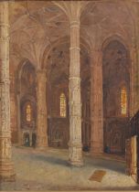 Gustave WALCKIERS (1831-1891) Oil on canvas "Cathedral interior".