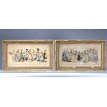 Rare pair of watercolors depicting the traditional dress of various Swiss cantons in the 19th centur