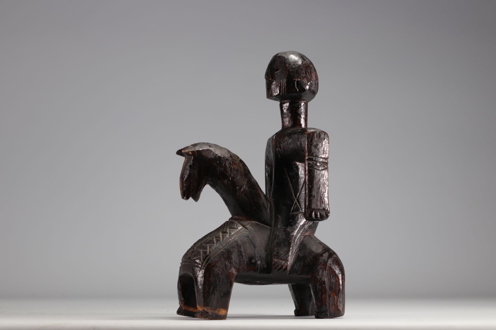 Rare sculpture of a Bagirmi horseman 1st half 20th century - Chad - Africa - Image 3 of 4