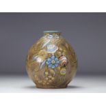 Louis LOURIOUX (1874-1930) Stoneware vase with floral design 1925 ,signature on the fauna