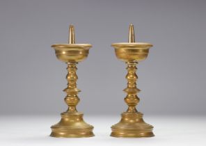 (2) Pair of brass candlesticks from the Haute Epoque