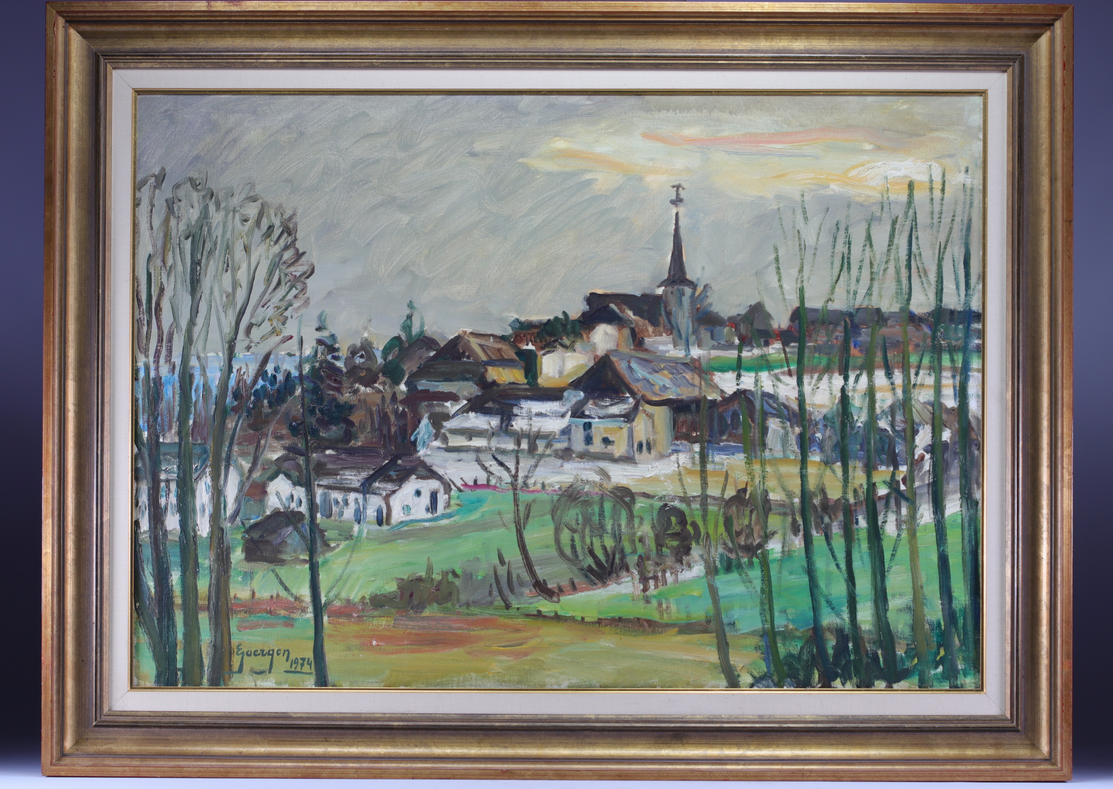 Edmond GOERGEN (1914-2000) Oil on canvas "Village of l'Oesling" signed lower left - Image 2 of 2