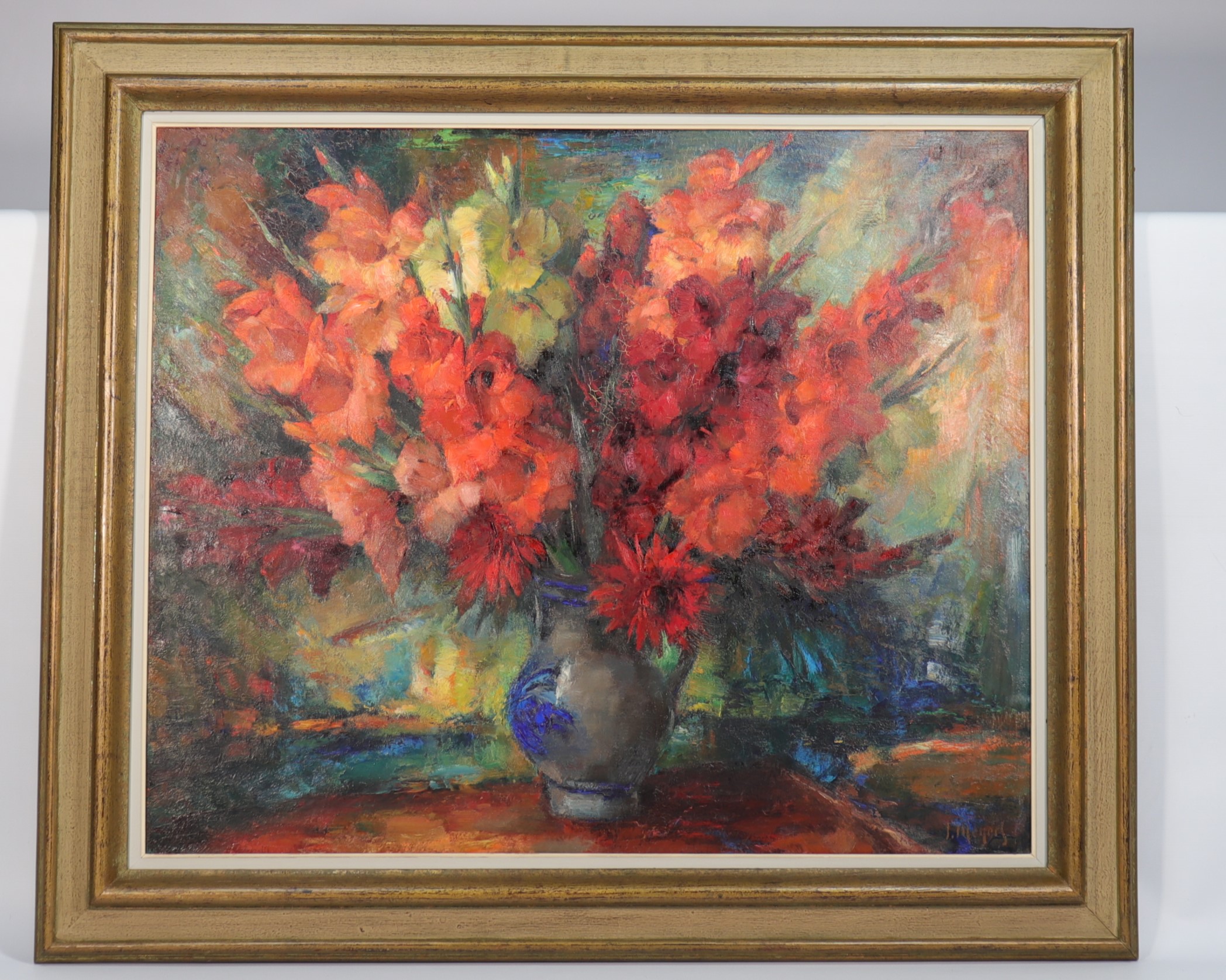 Josy MEYERS (1902-1970), Oil on canvas "Bouquet of gladioli" 1955 - Image 2 of 2