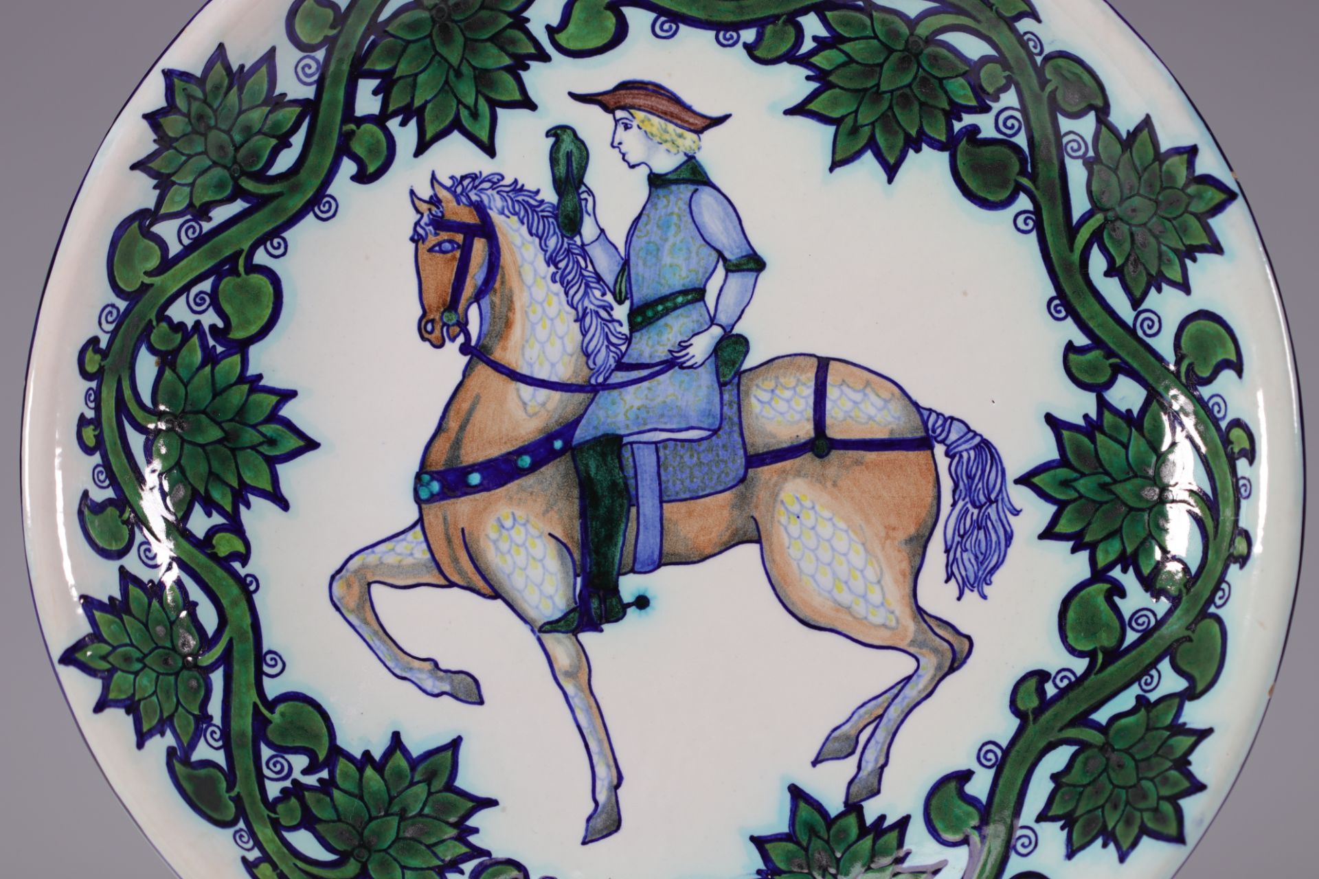Pietro MELANDRI (1885-1976) dish decorated with a rider and his horse in the Renaissance style - Bild 2 aus 3