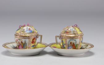Pair of Meissen porcelain covered cups