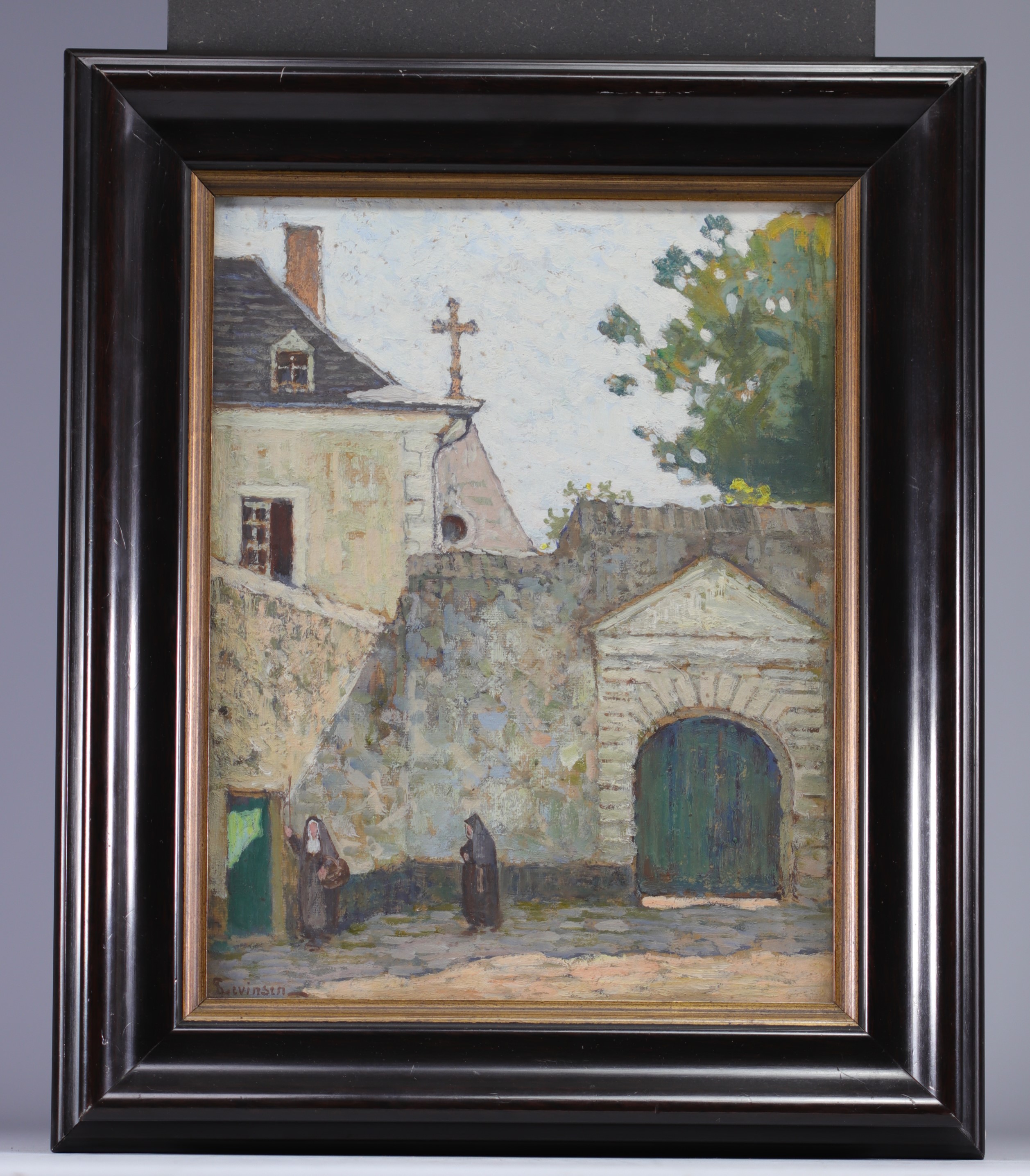 Sophus Theobald LEVINSEN (1869-1943) Oil painting "Cloister" signed lower left - Image 2 of 2
