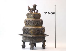 China, large 19th century bronze perfume burner.