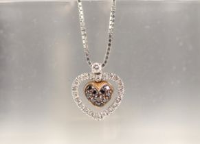 Leo Pizzo chain with a two-heart pendant in 750 white gold