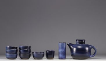 Antonio LAMPECCO (Italy, 1932-2019) Blue glazed stoneware tea service