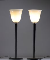 Pair of tall Art Deco buffet lamps in the â€œMazdaâ€ style.