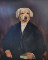 hierry PONCELET (1946) Large oil on panel "Le labrador gentleman" (The Labrador gentleman)