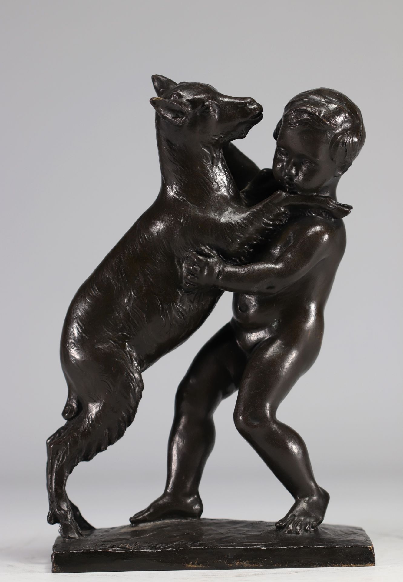 Albert MARQUE (1872 - 1939) Bronze "child and dog" Valsuani founder's stamp - Image 3 of 6