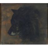 Herman Jean Joseph RICHIR (1866-1942) Oil on panel "The Wolf" signed and dated 1884