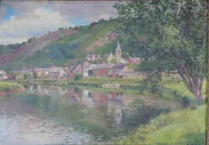 Xavier WURTH (1869-1933) Oil on canvas "Bord de Meuse" (Meuse river bank)