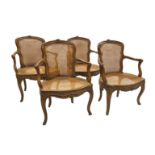 (4) Claude-Louis BURGAT (1717-1782) Suite of 4 carved and stamped wooden caned armchairs