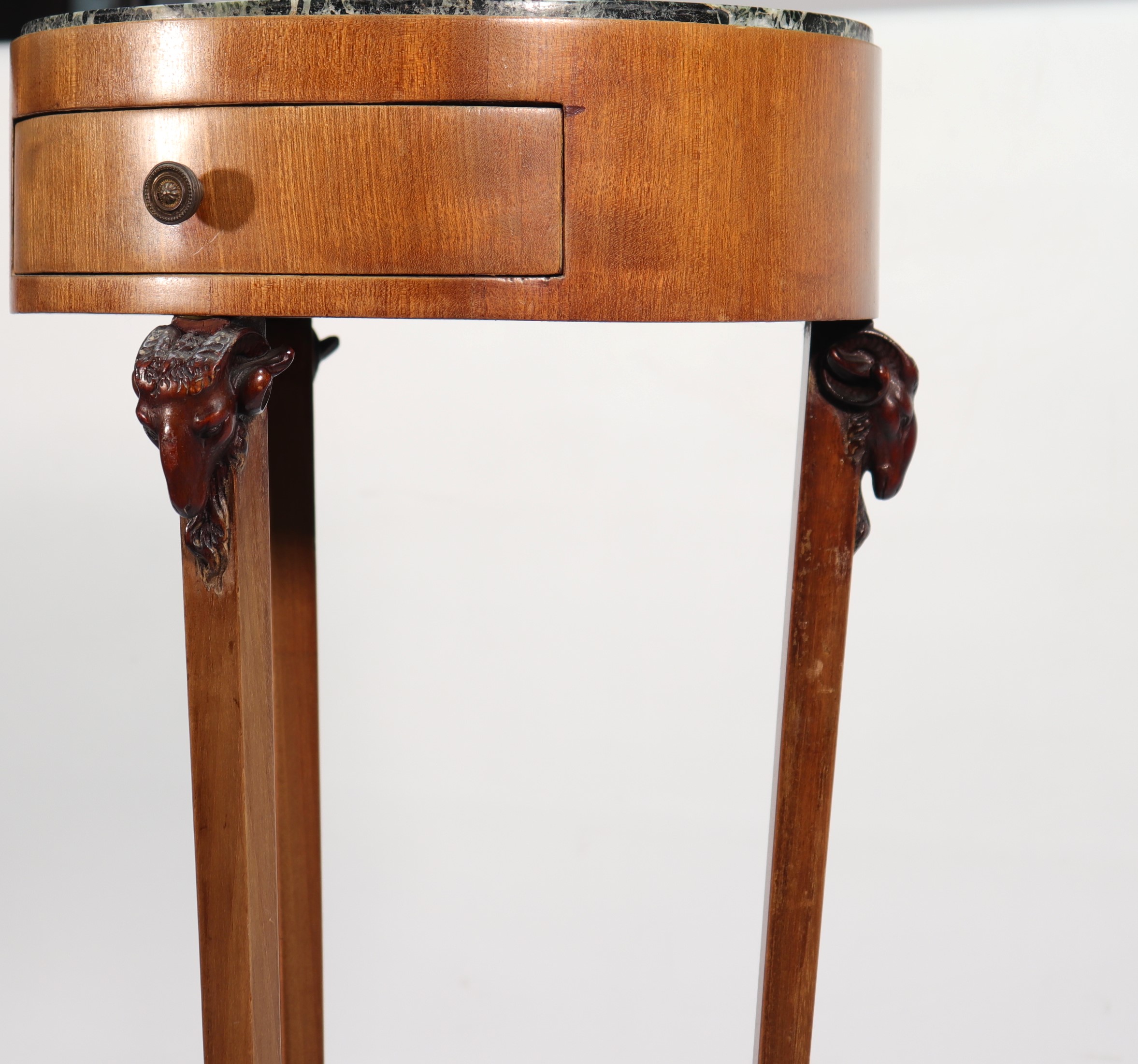 Empire period mahogany pedestal table, legs surmounted by carved ram heads. - Image 4 of 4