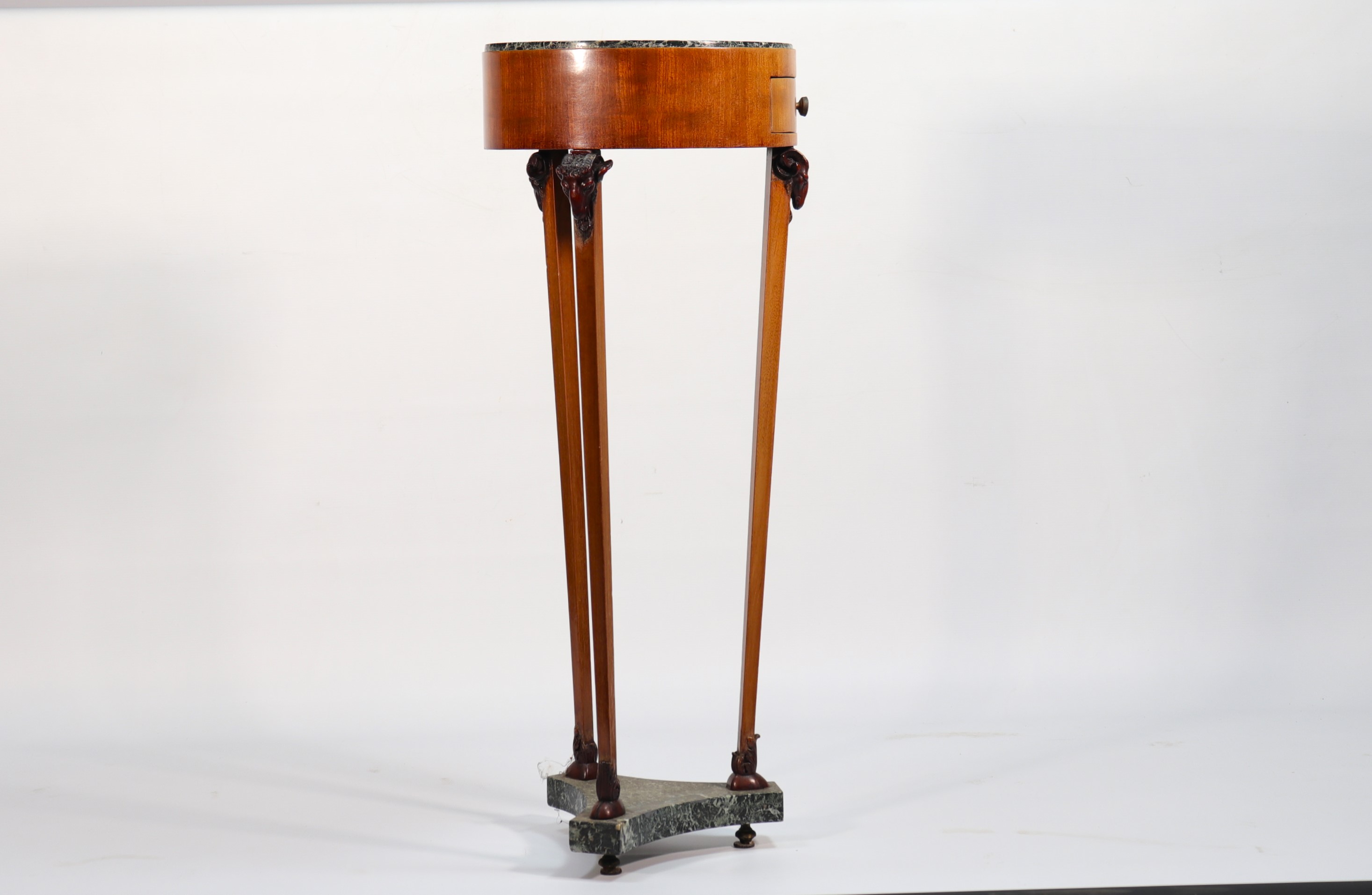 Empire period mahogany pedestal table, legs surmounted by carved ram heads. - Image 3 of 4