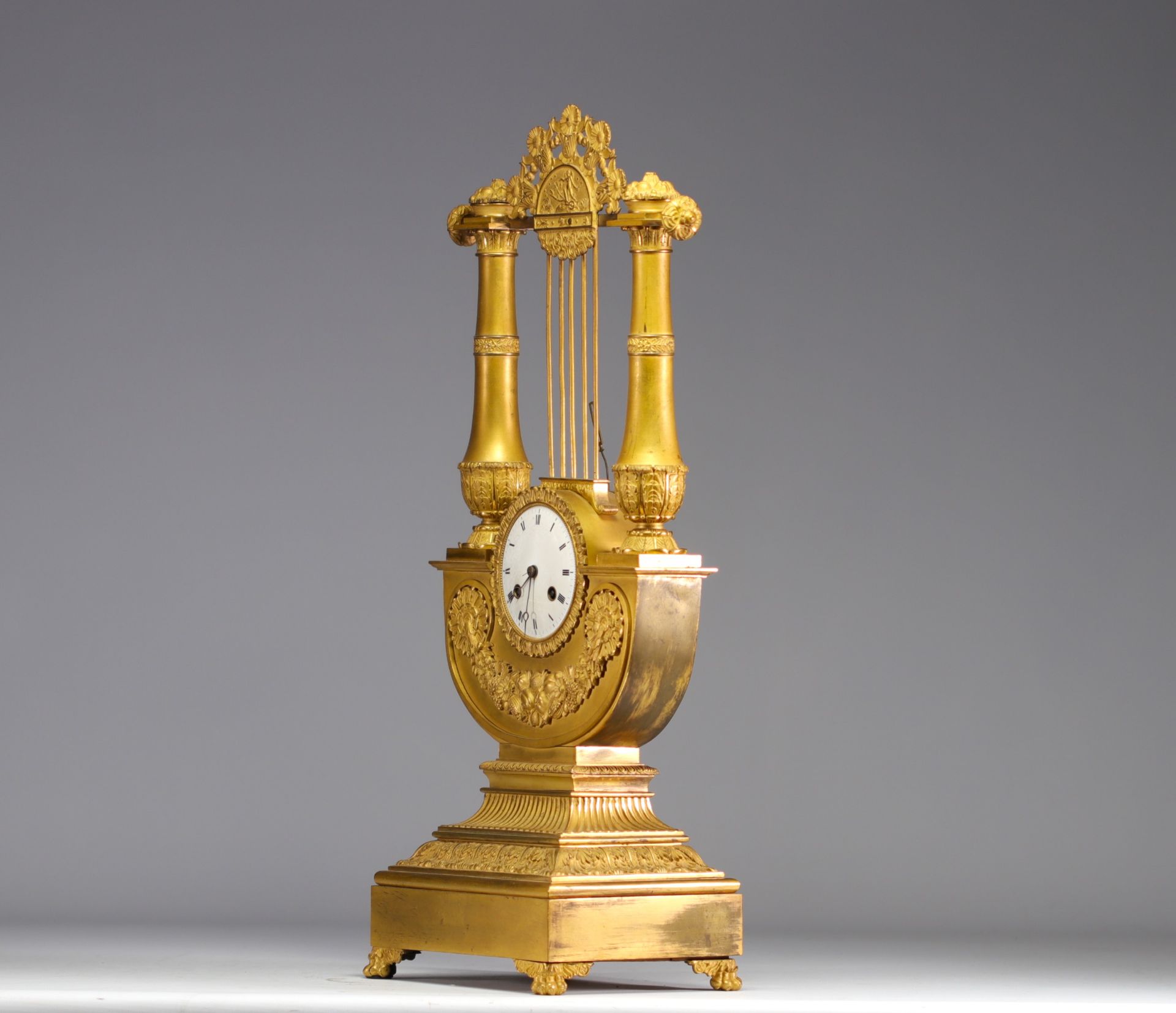 Gilt bronze Lyre-shaped clock from the Empire period - Image 3 of 3