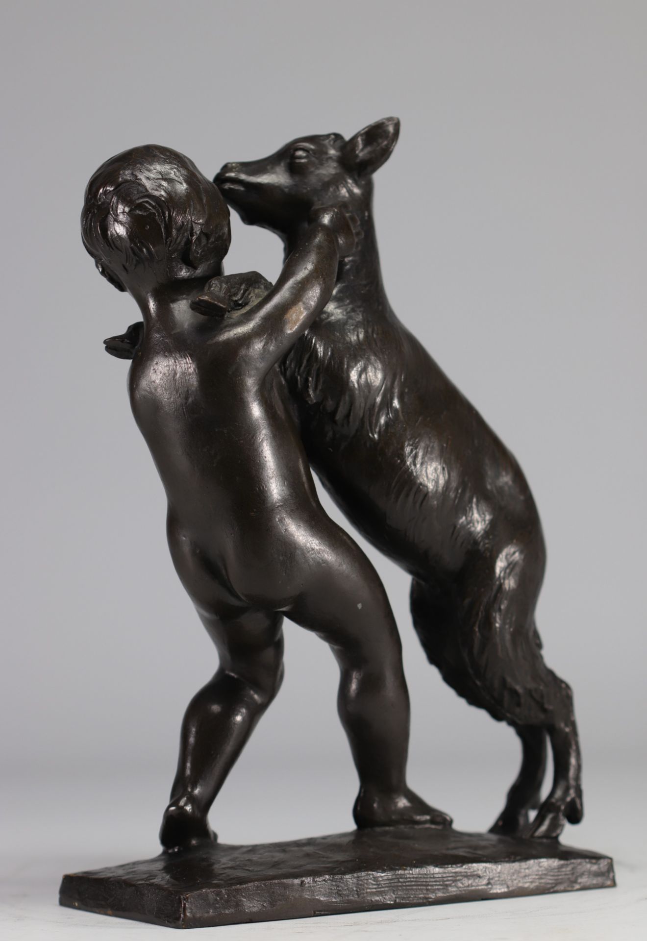 Albert MARQUE (1872 - 1939) Bronze "child and dog" Valsuani founder's stamp - Image 4 of 6