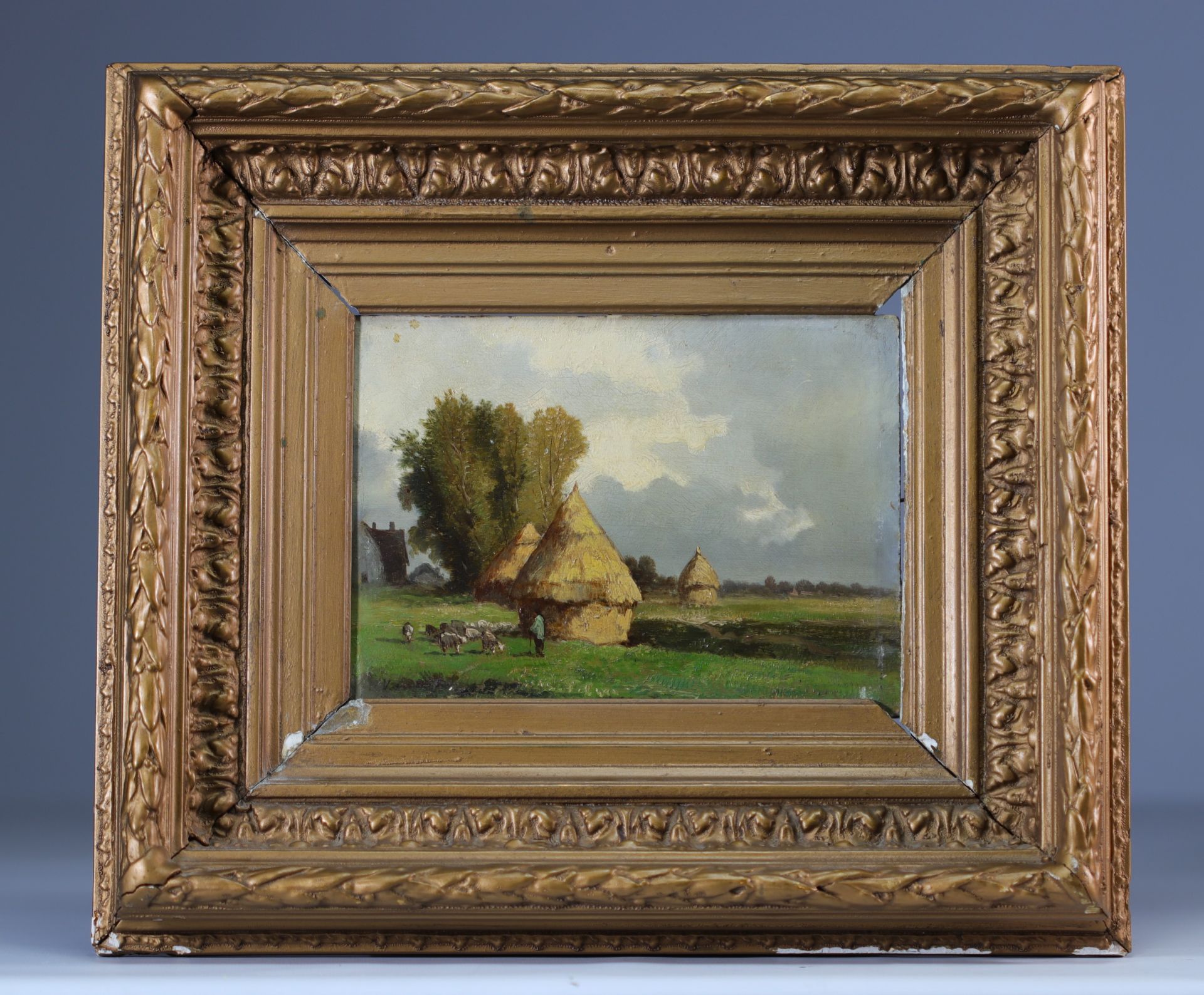 (2) Leon Victor DUPRE (1816-1879) Pair of oil on panel "country view" - Image 2 of 3