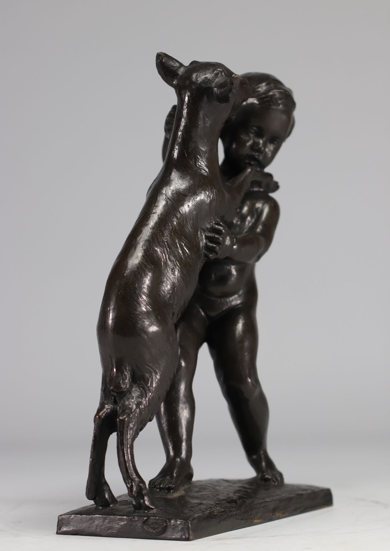 Albert MARQUE (1872 - 1939) Bronze "child and dog" Valsuani founder's stamp - Image 2 of 6