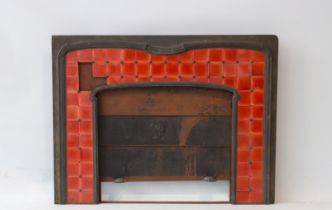 Victor HORTA (1861-1947) bronze fireplace and ceramic tiles circa 1900 very rare Art Nouveau work