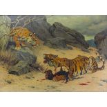 Georges Frederic ROTIG (1873-1961) Oil on canvas "The Tigers