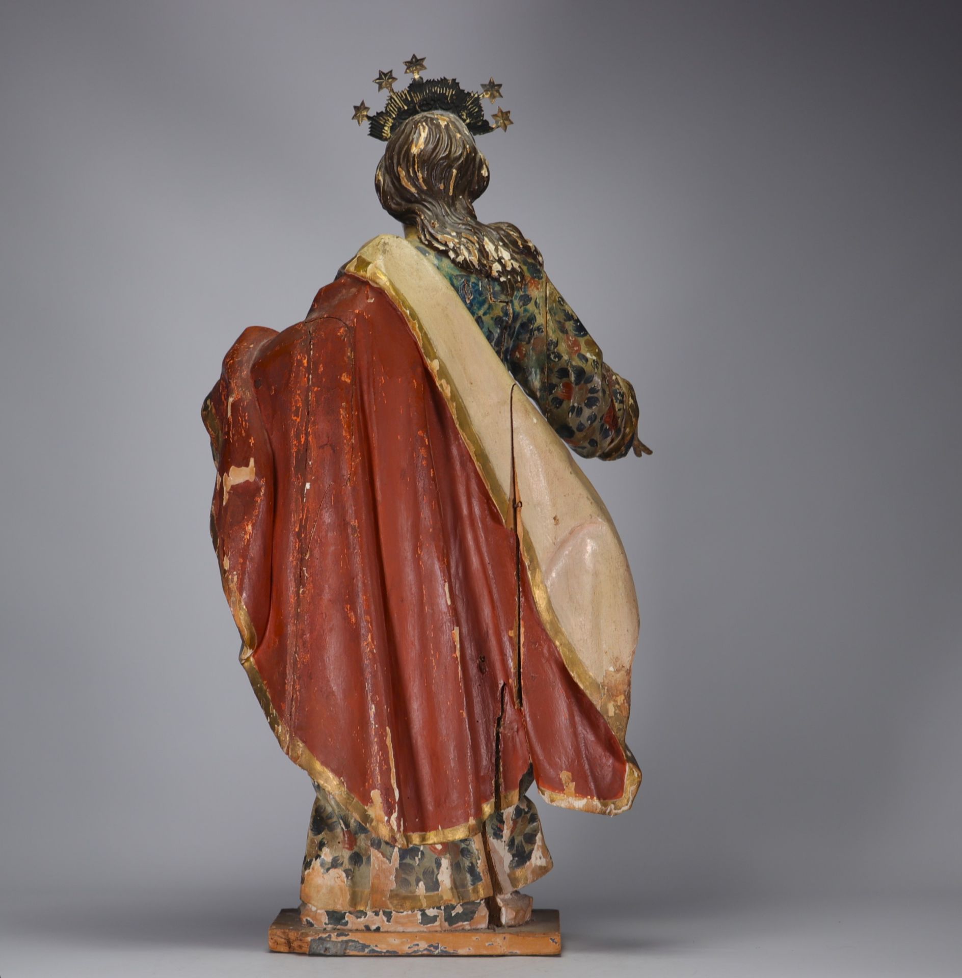 "Sainte Cecile", imposing 18th-century polychrome wood sculpture. - Image 5 of 5