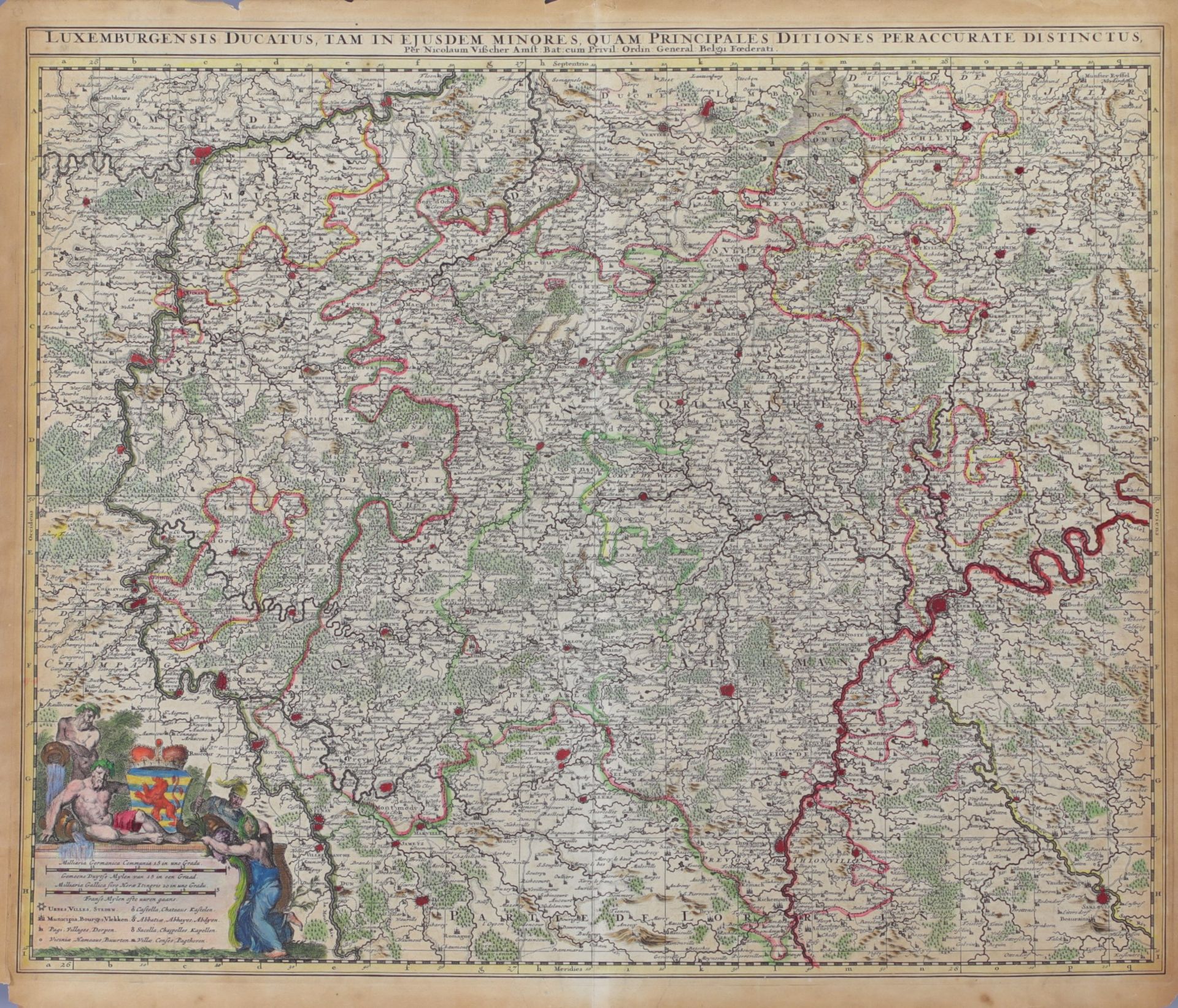 Nicolas VISSCHER (1618-1709) old map "Luxemburgen sis Ducatus" from the 18th century