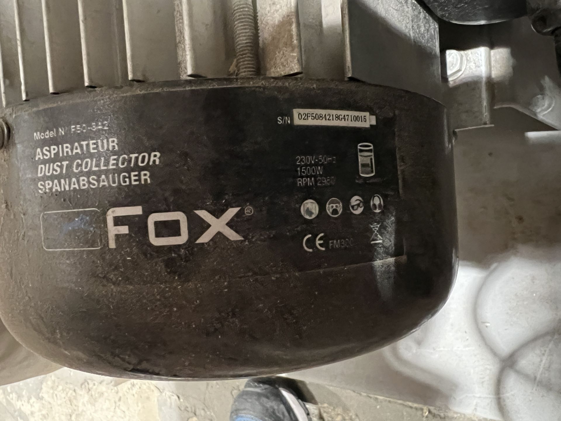 Fox F50-842 single bag aspirator dust collection unit, 230 volts 1500 watts, S/No. - Image 3 of 4