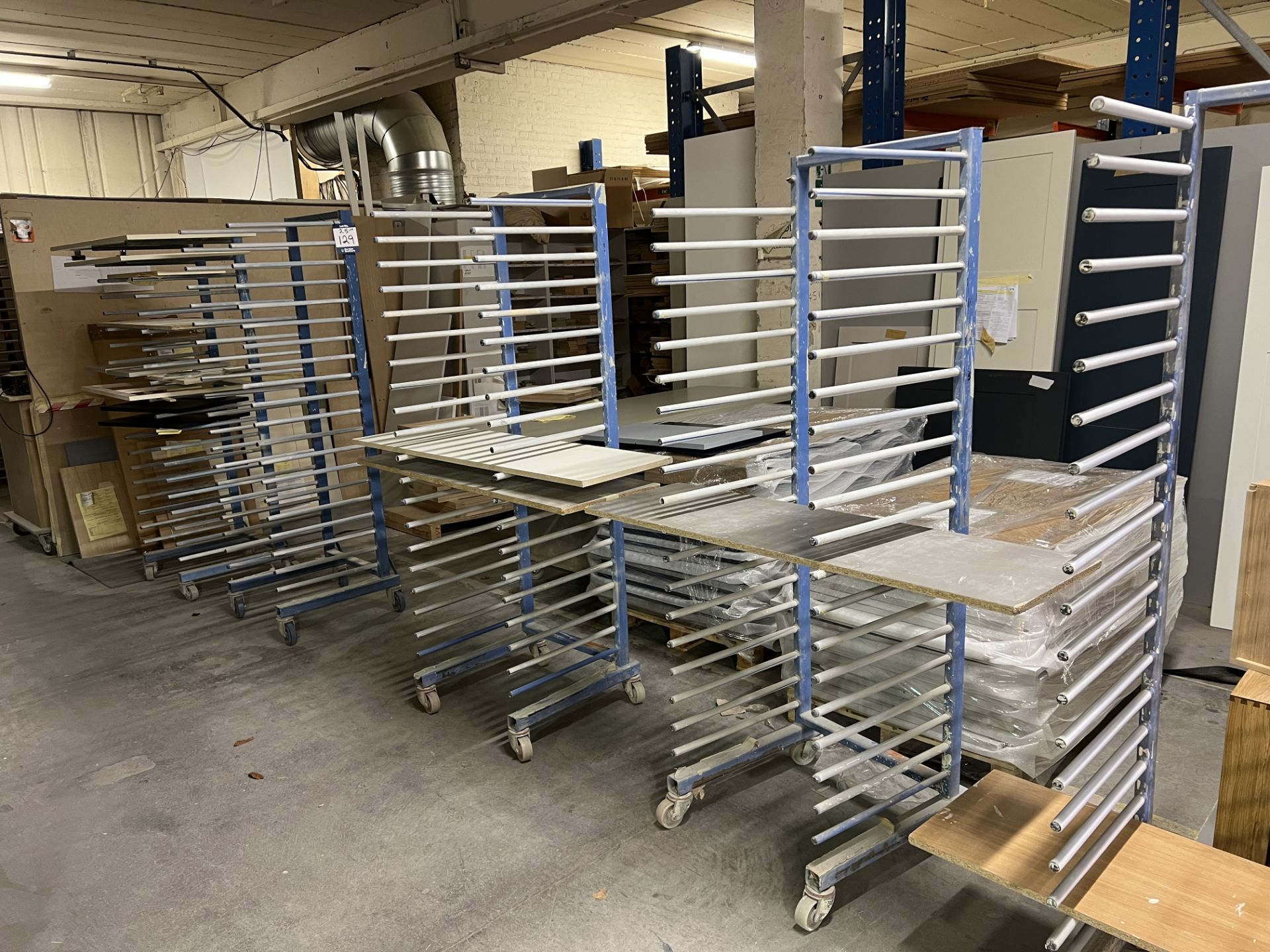 28 x Multi arm drying trolleys, approx. size 570mm x 550mm x 1.88m, location Manor Building