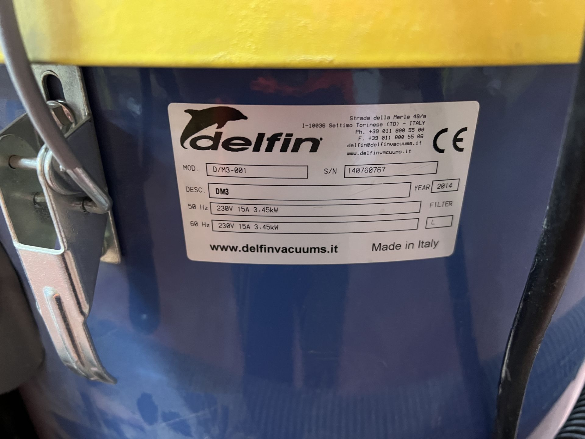 Delfin D/M3-001 mobile dust extractor with L filter fitted, 230 volts, 3.45 Kw, S/No. 140760767, DOM - Image 4 of 5